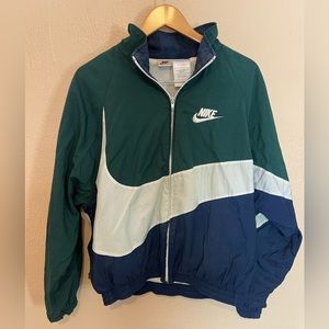 Vintage Nike Big Swoosh Green / Black Windbreaker Size Small